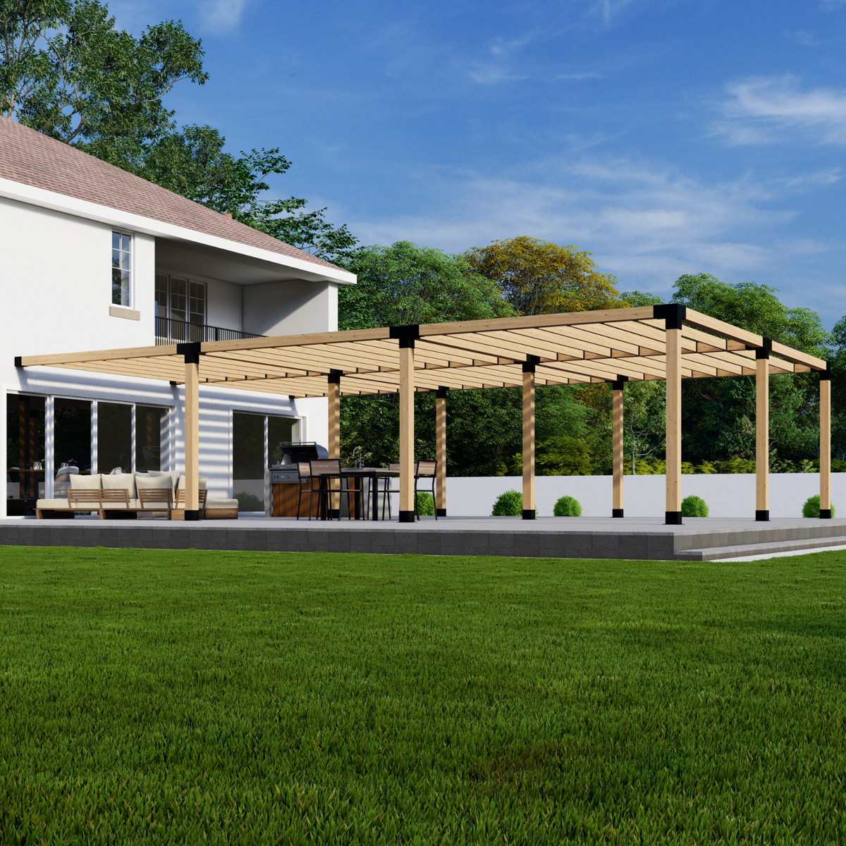 Kit pour pergola massive adossée à la maison