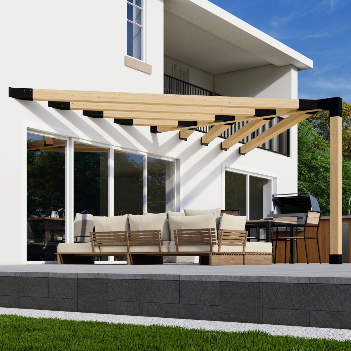 Kit DIY avec poteaux d’angle métalliques pour pergola