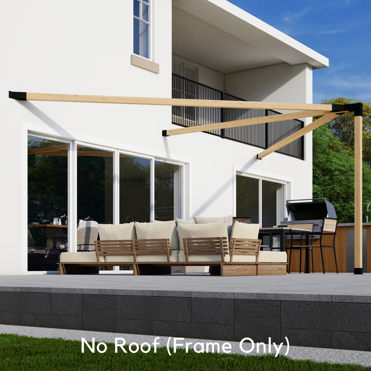 Kit de grande pergola à 3 côtés
