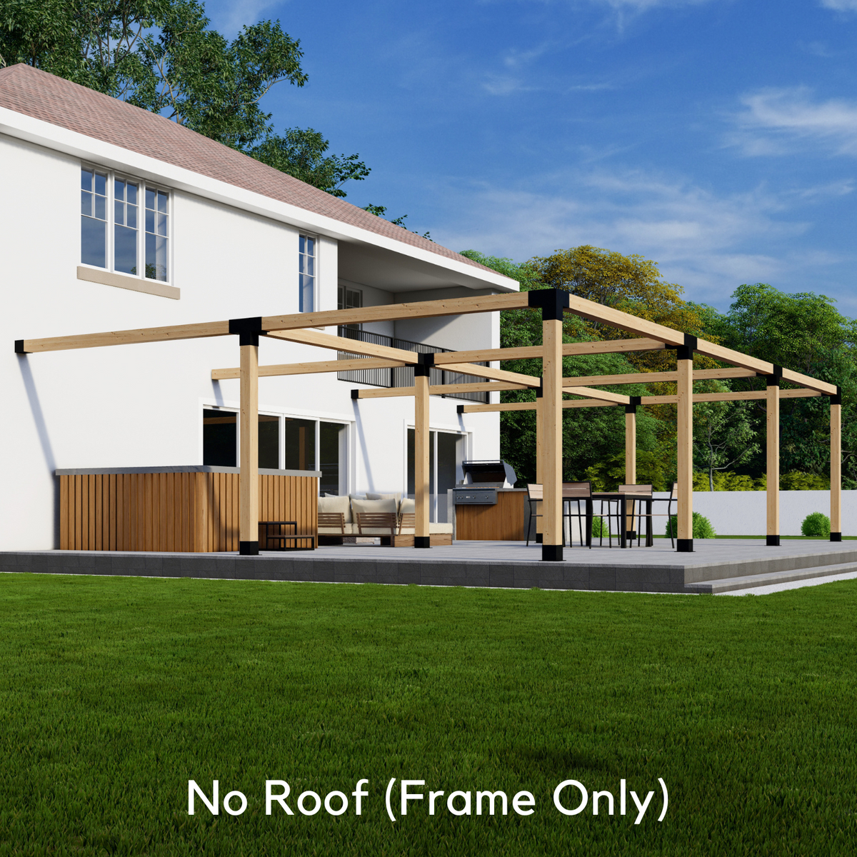 Kit pour grande pergola adossée à la maison