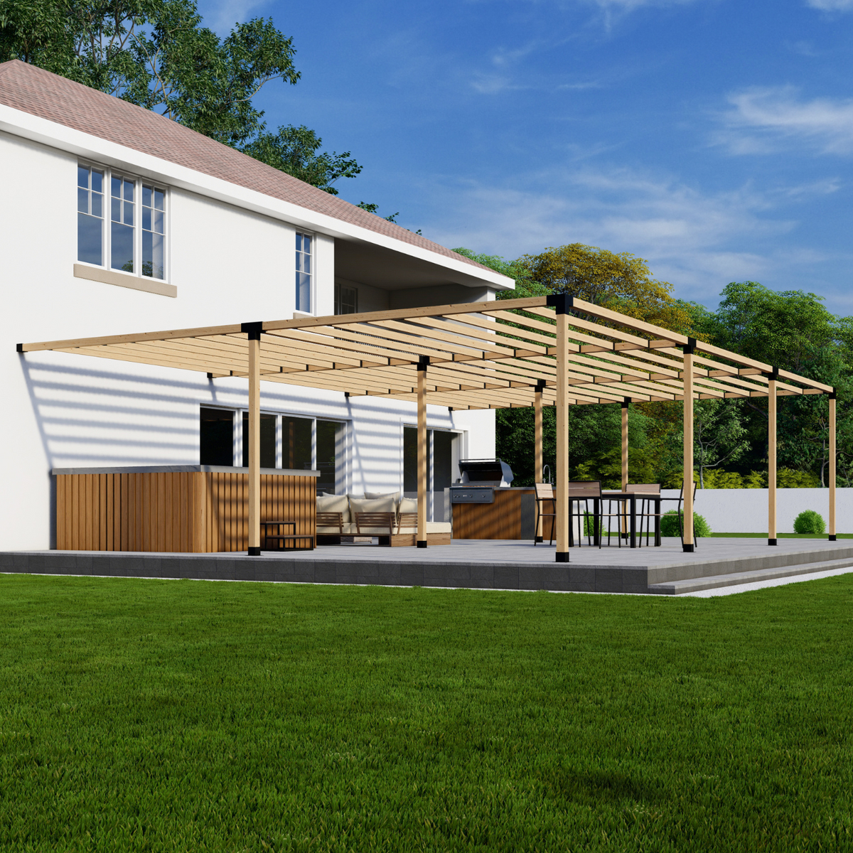 Kit DIY de pergola adossée à la maison jusqu’à 36' x 24'