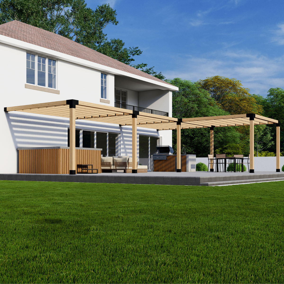 Kit de pergola d’angle pour terrasse