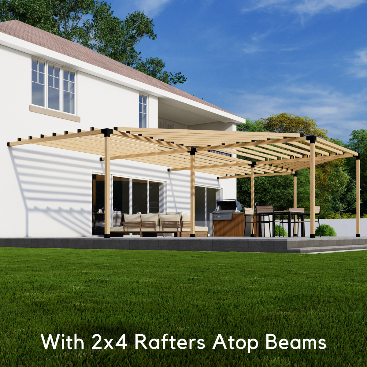 Kit pour pergola en demi-cercle adossée à la maison – Toute taille jusqu’à 36' x 24'