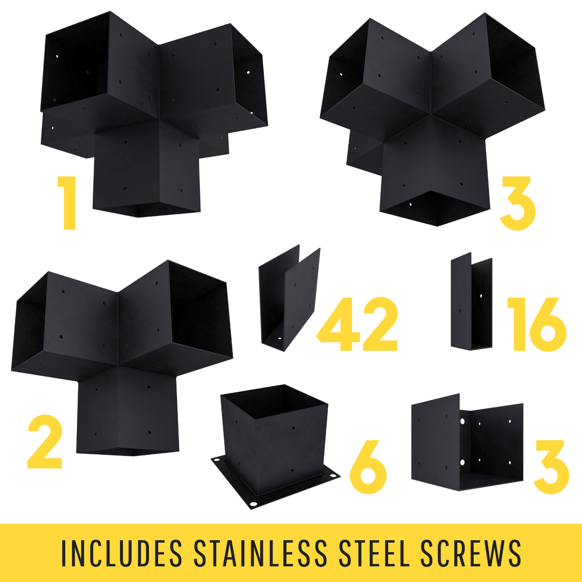 Kit de supports en acier pour pergola en porte-à-faux