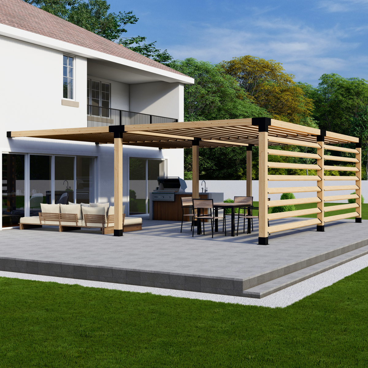 Kit de supports pour pergola avec toit et parois latérales