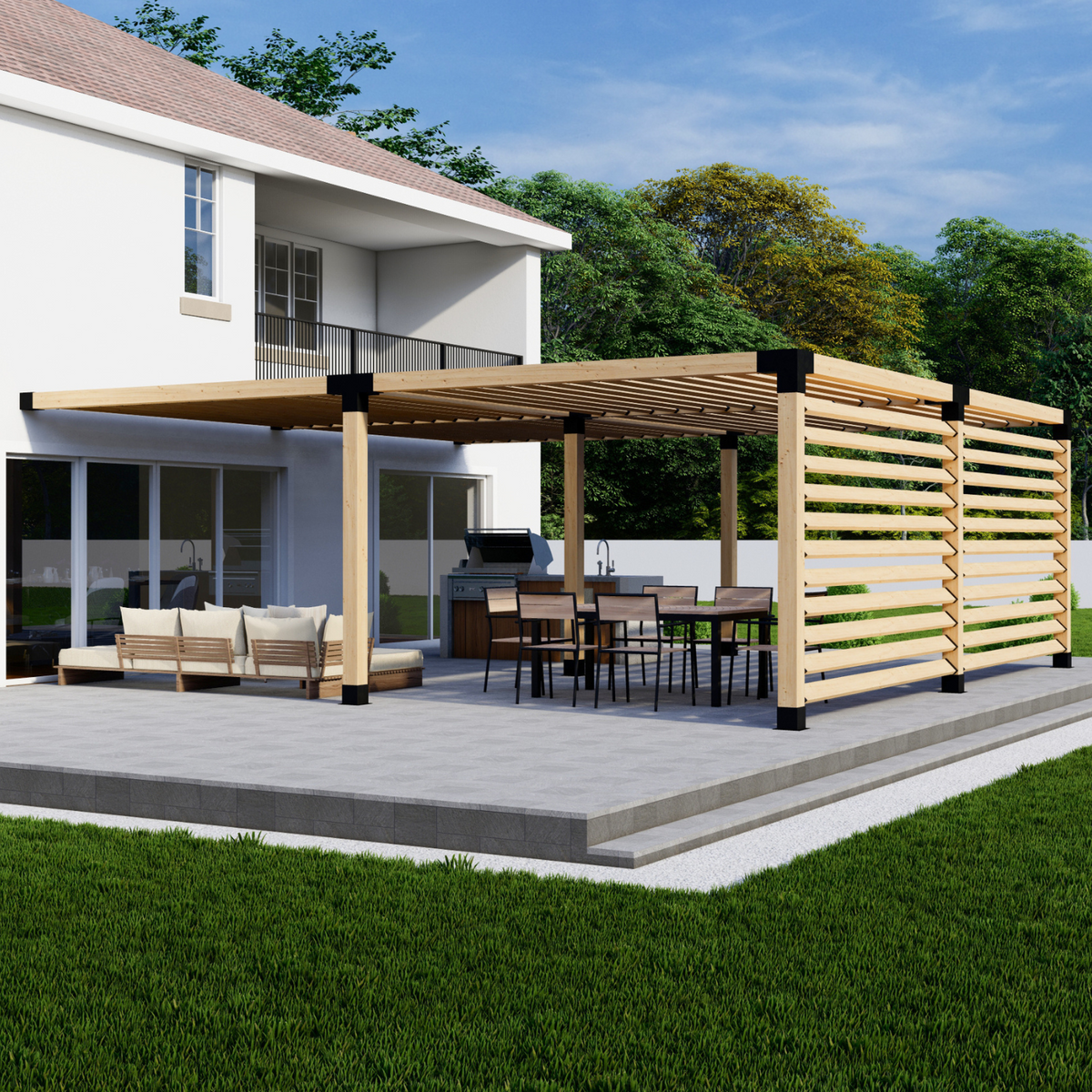 Kit de pergola d’intimité pour jardin arrière