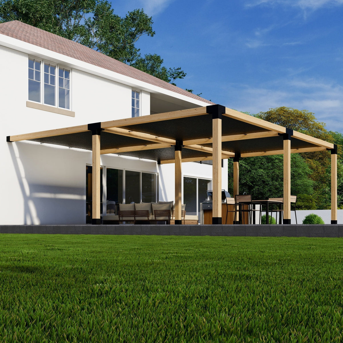Pergola 20 x 22 avec toiles d’ombrage