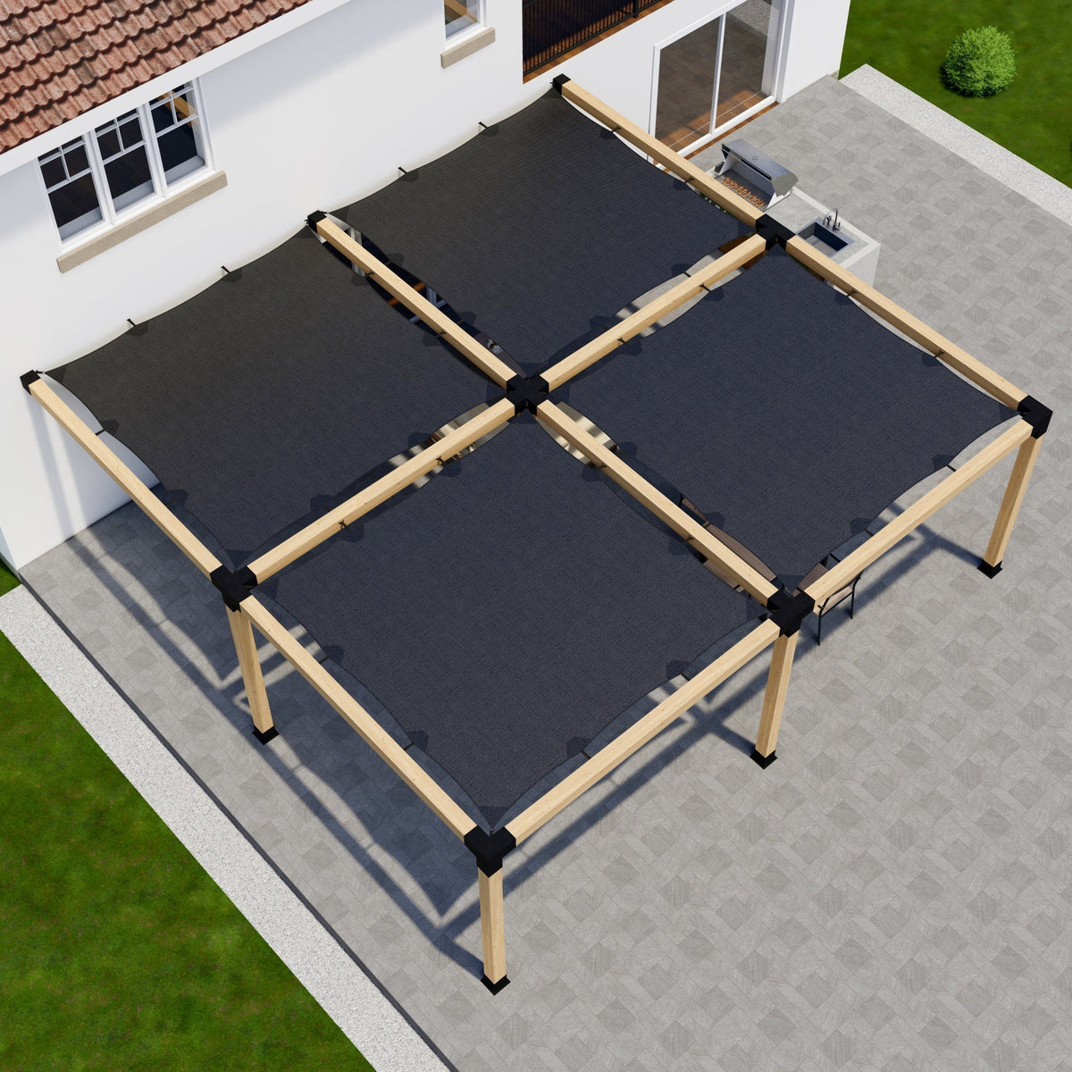 Pergola 22 x 20 avec toiles d’ombrage