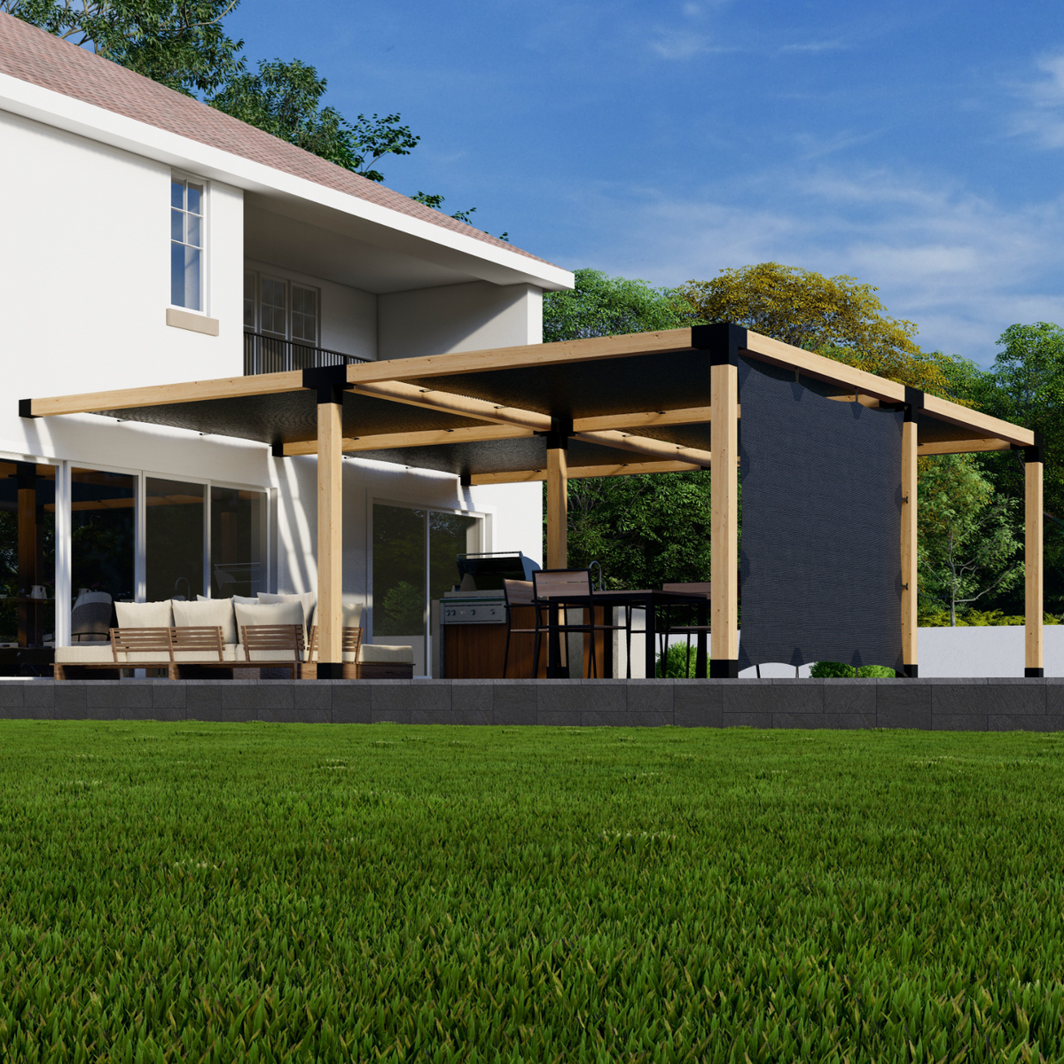 Kit DIY pour construire une pergola en bois avec toiles