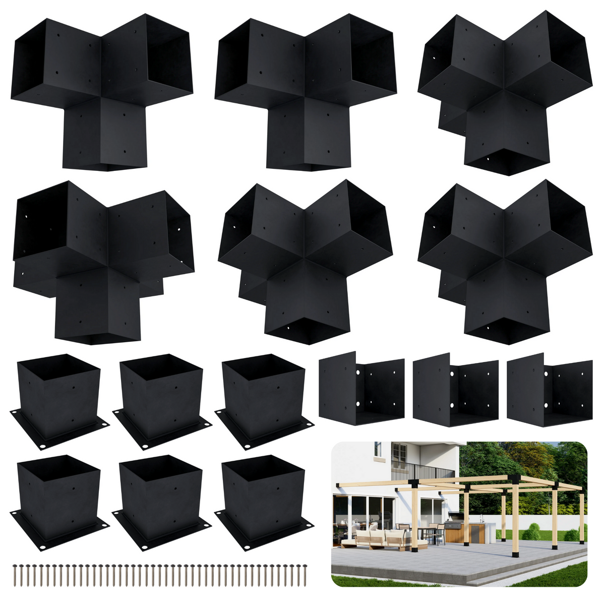 Kit DIY de supports pour structure de pergola adossée – Toute taille jusqu’à 24' x 24'