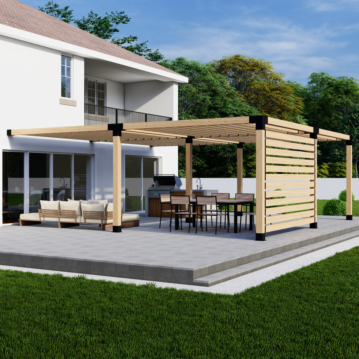 Kit de supports pour pergola avec paroi latérale