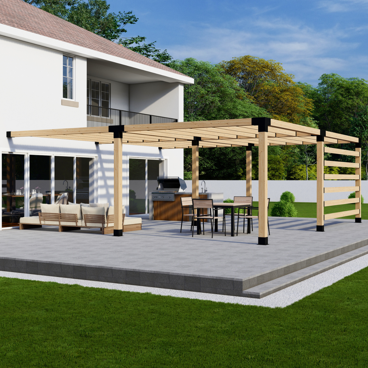 Kit de pergola moderne en acier et bois