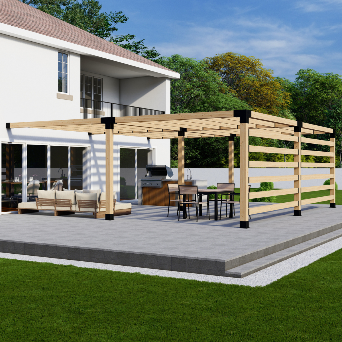 Kit pour construire une pergola sur le mur de la maison