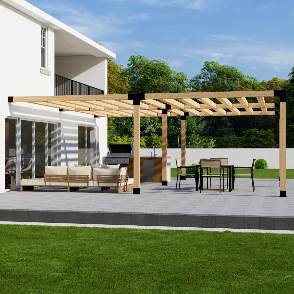 Kit de supports pour pergola en bois adossée à la maison