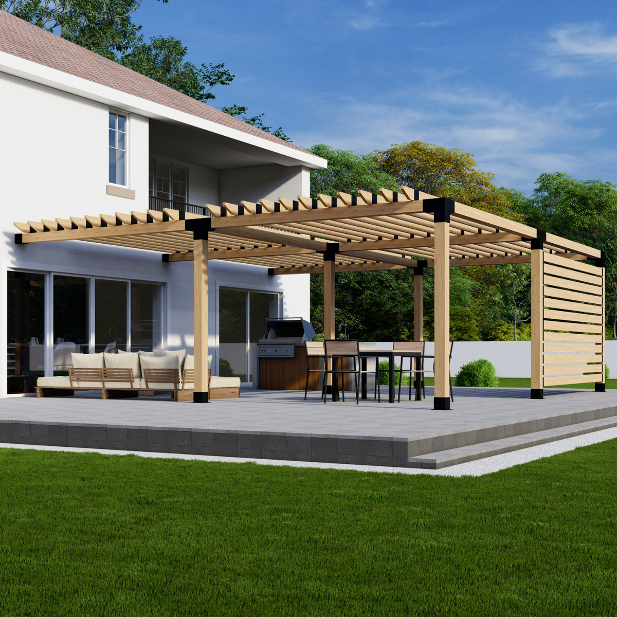 Kit pour pergola avec paroi et lattes de toit