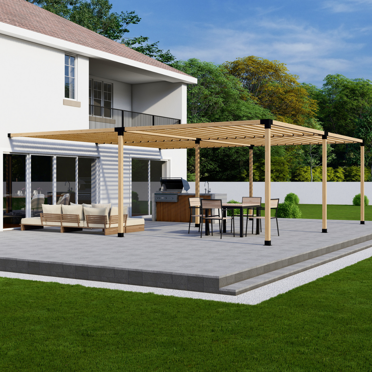 Kit de supports pour pergola partiellement couverte