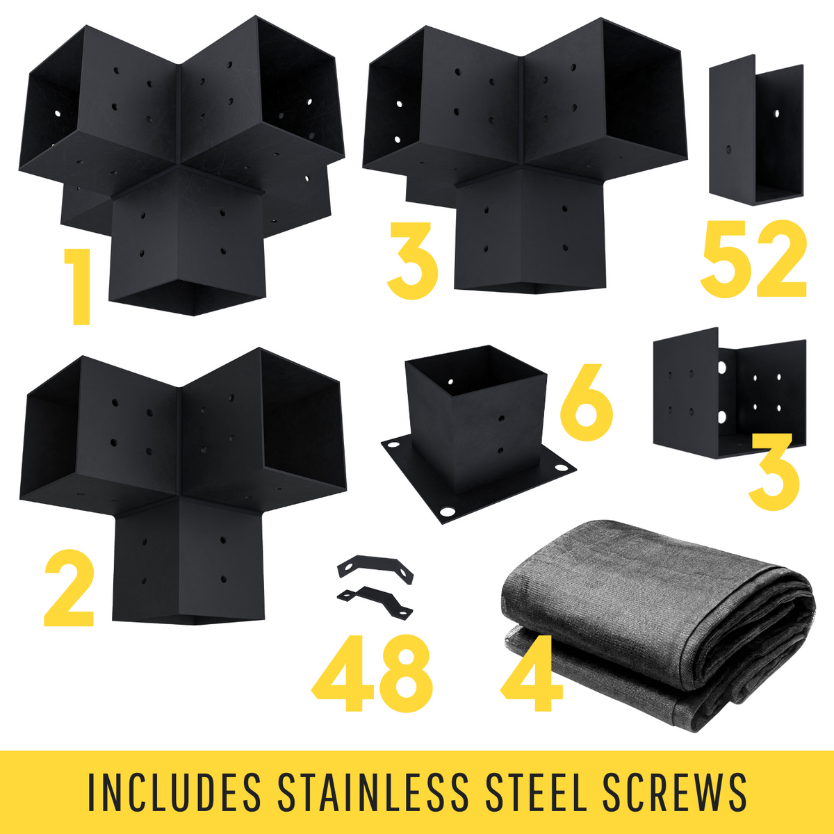 Kit DIY avec supports en acier sur mesure pour pergola