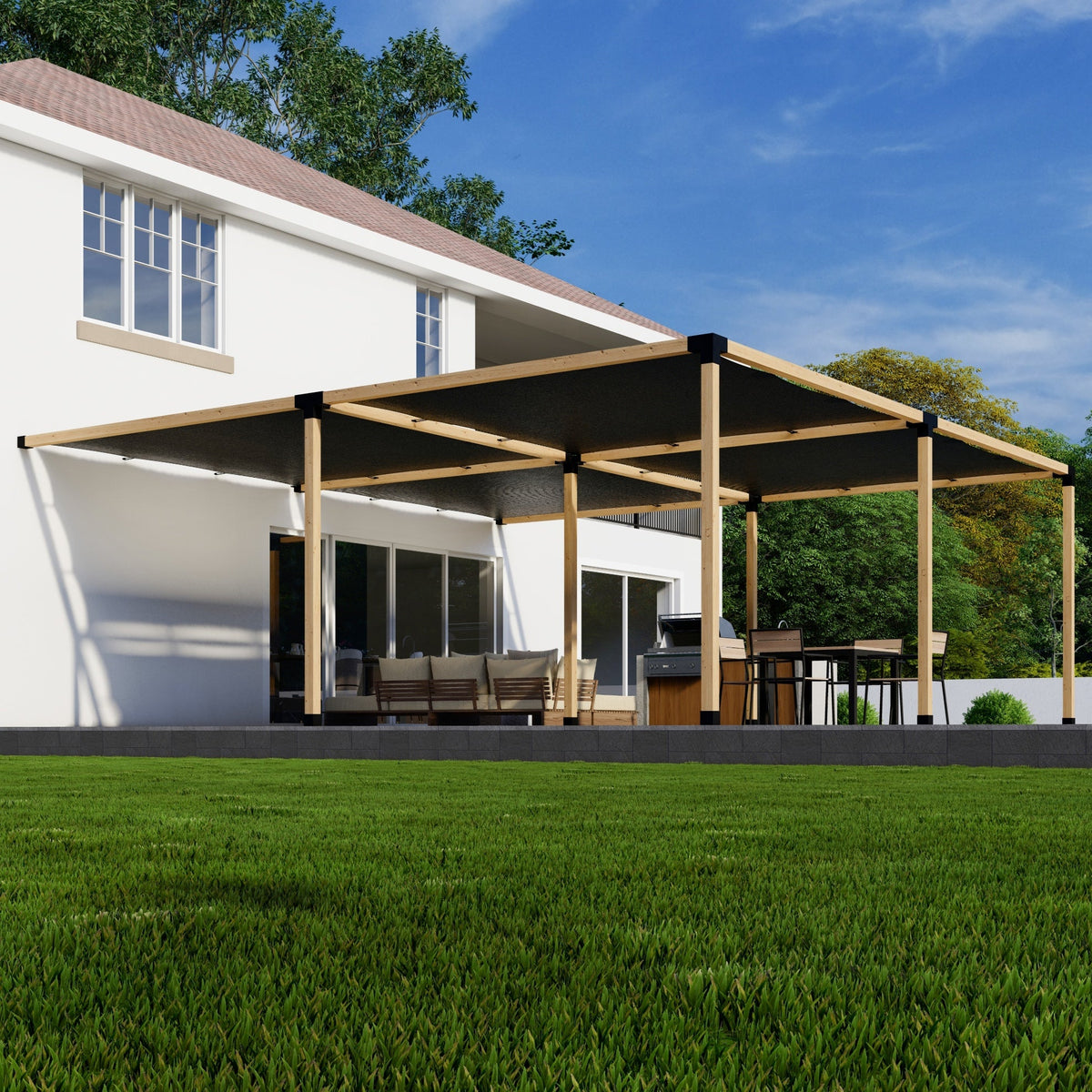 Pergola 18' x 24' avec couvertures d’ombrage
