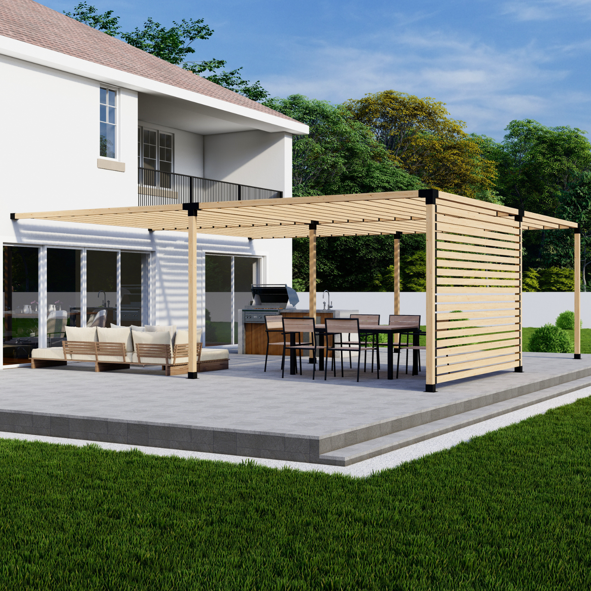 Kit pour pergola adossée avec toit