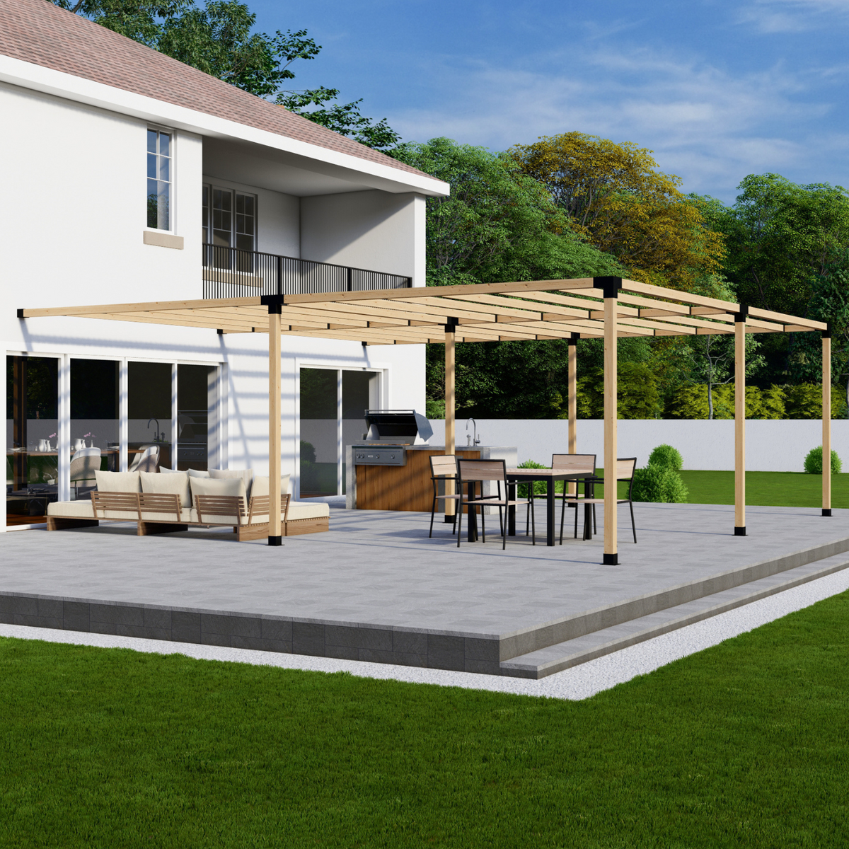 Kit DIY pour pergola murale depuis une terrasse
