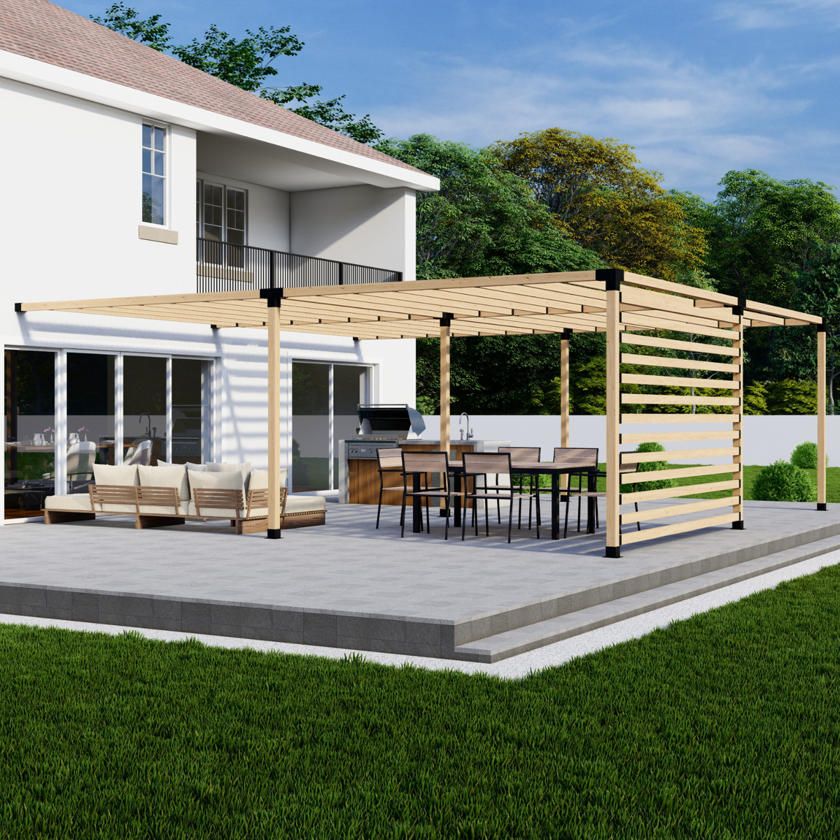 Kit de pergola montée sur terrasse