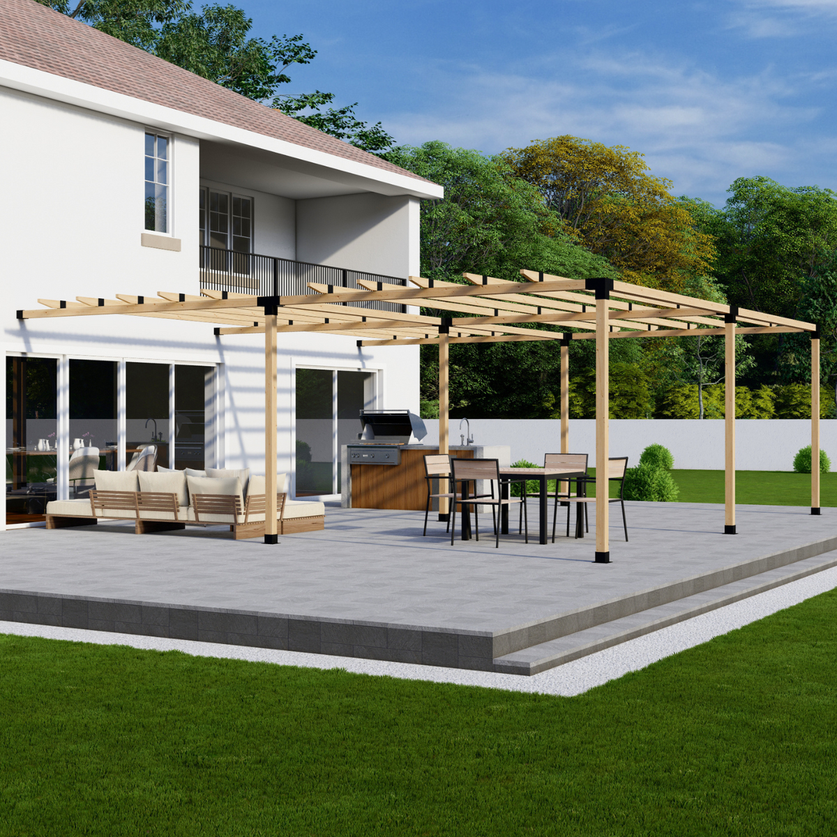 Kit de supports pour pergola en bois avec toit adossée à la maison