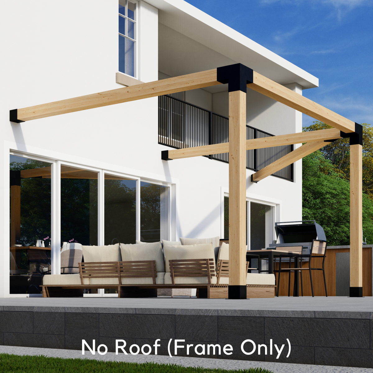 Kit pour pergola inclinée adossée à la maison