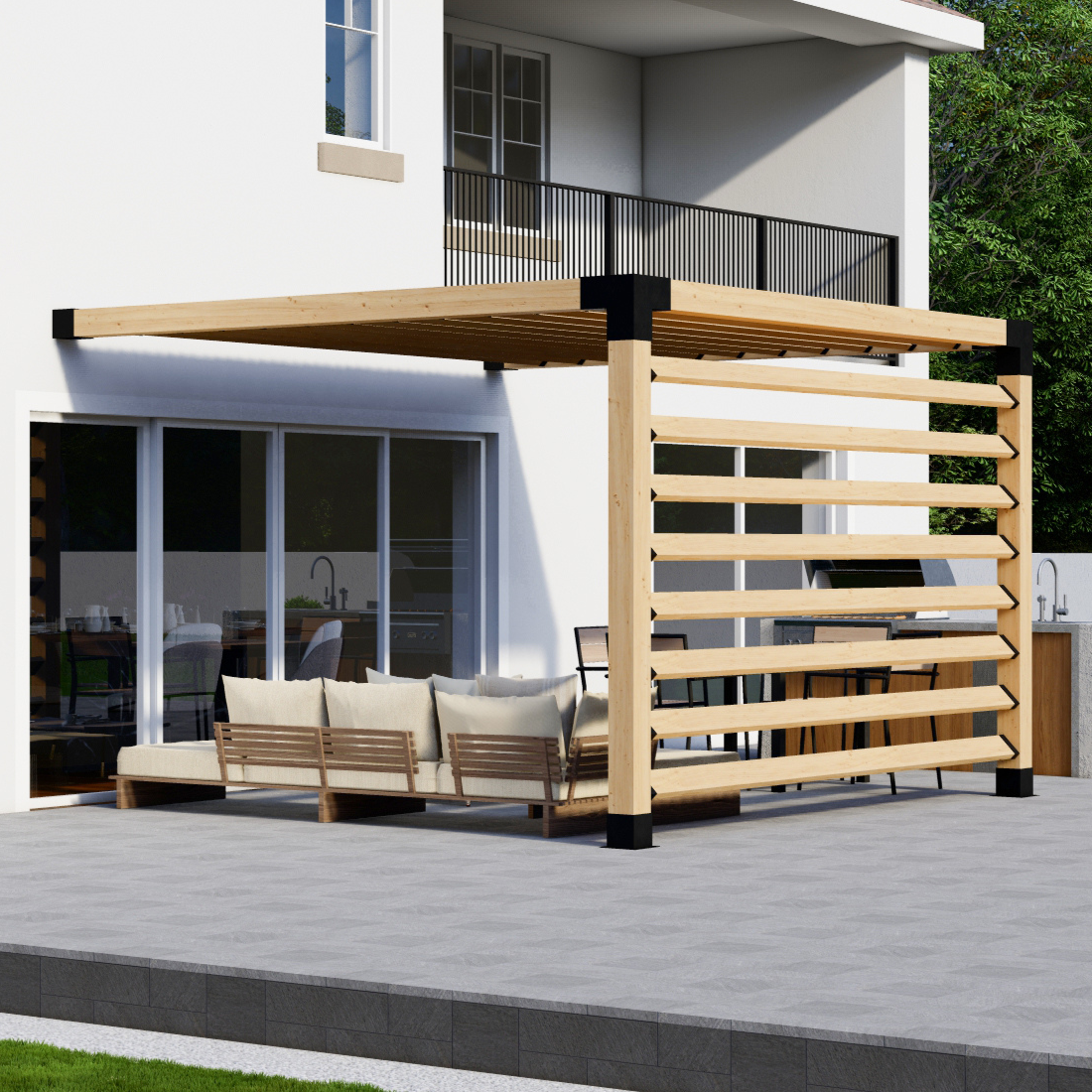 Kit de supports pour construire une pergola en bois sur terrasse