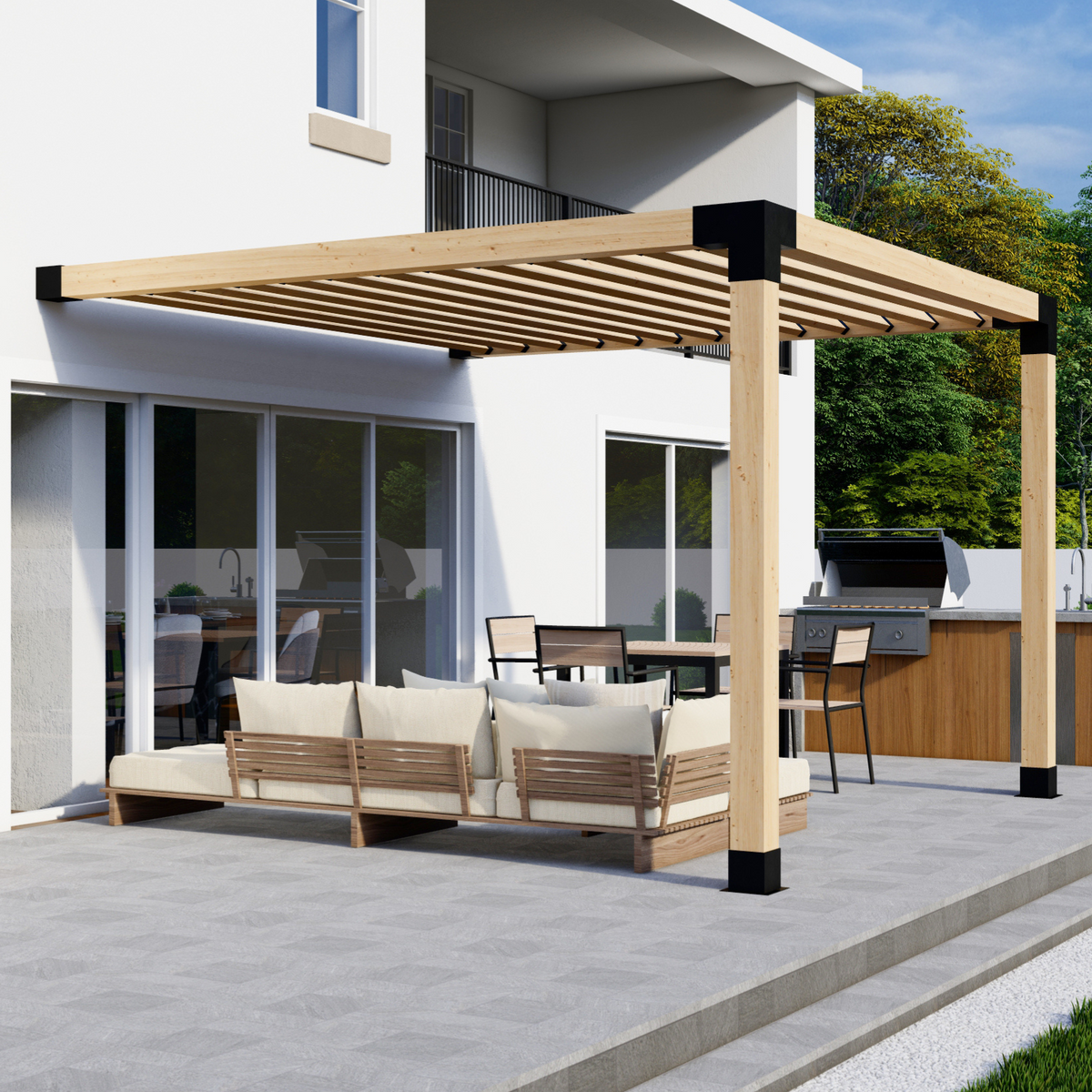Kit de pergola avec supports noirs