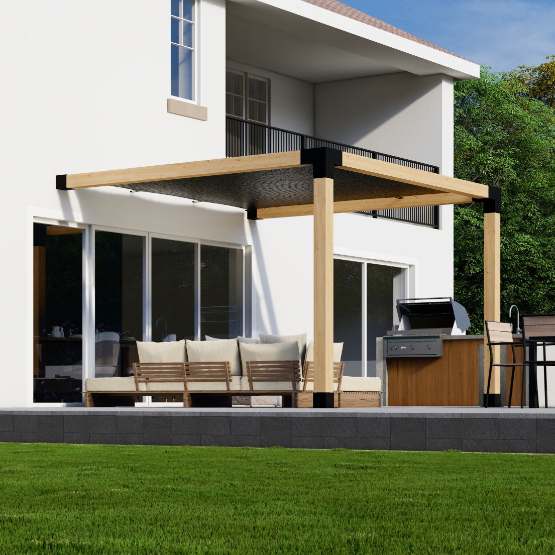 Pergola 10 x 12 avec toile d’ombrage