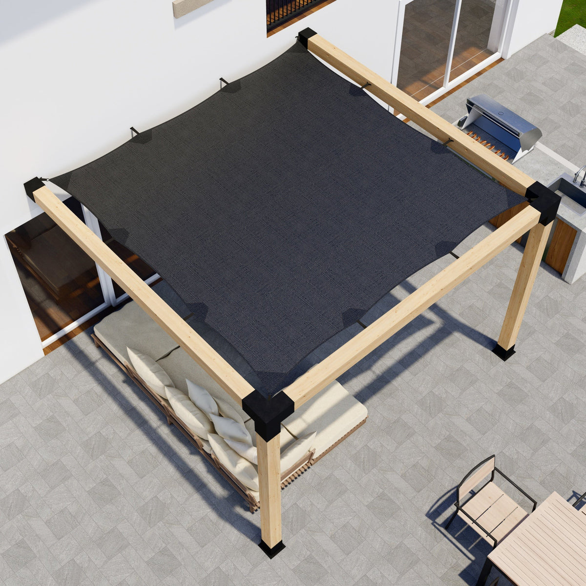 Pergola 8 x 8 avec toile d’ombrage