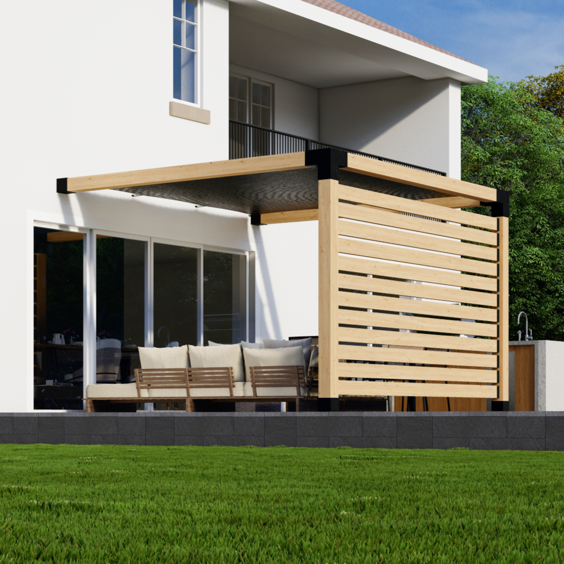 Kit pour construire une pergola au-dessus d’une terrasse