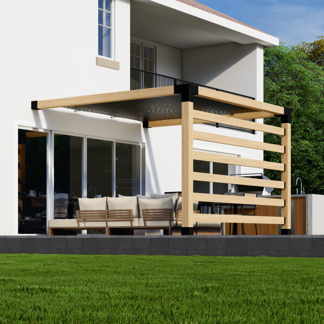 Kit pour pergola avec couverture d’ombrage