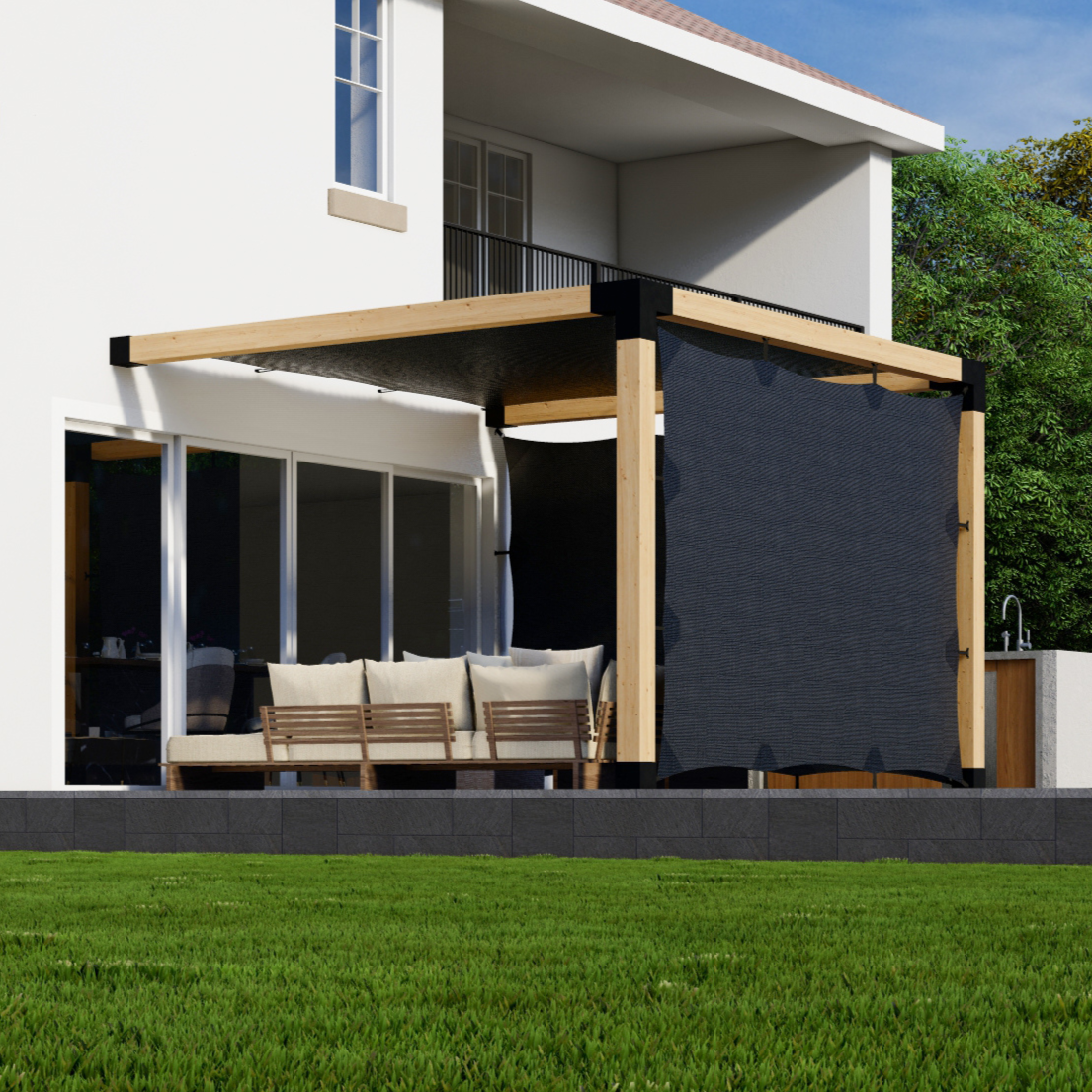 Kit combiné DIY pergola / toile d’ombrage