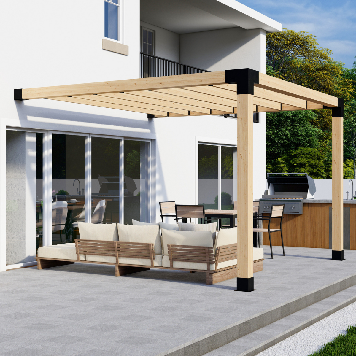 Pergola adossée à la maison 9' x 11' avec toit