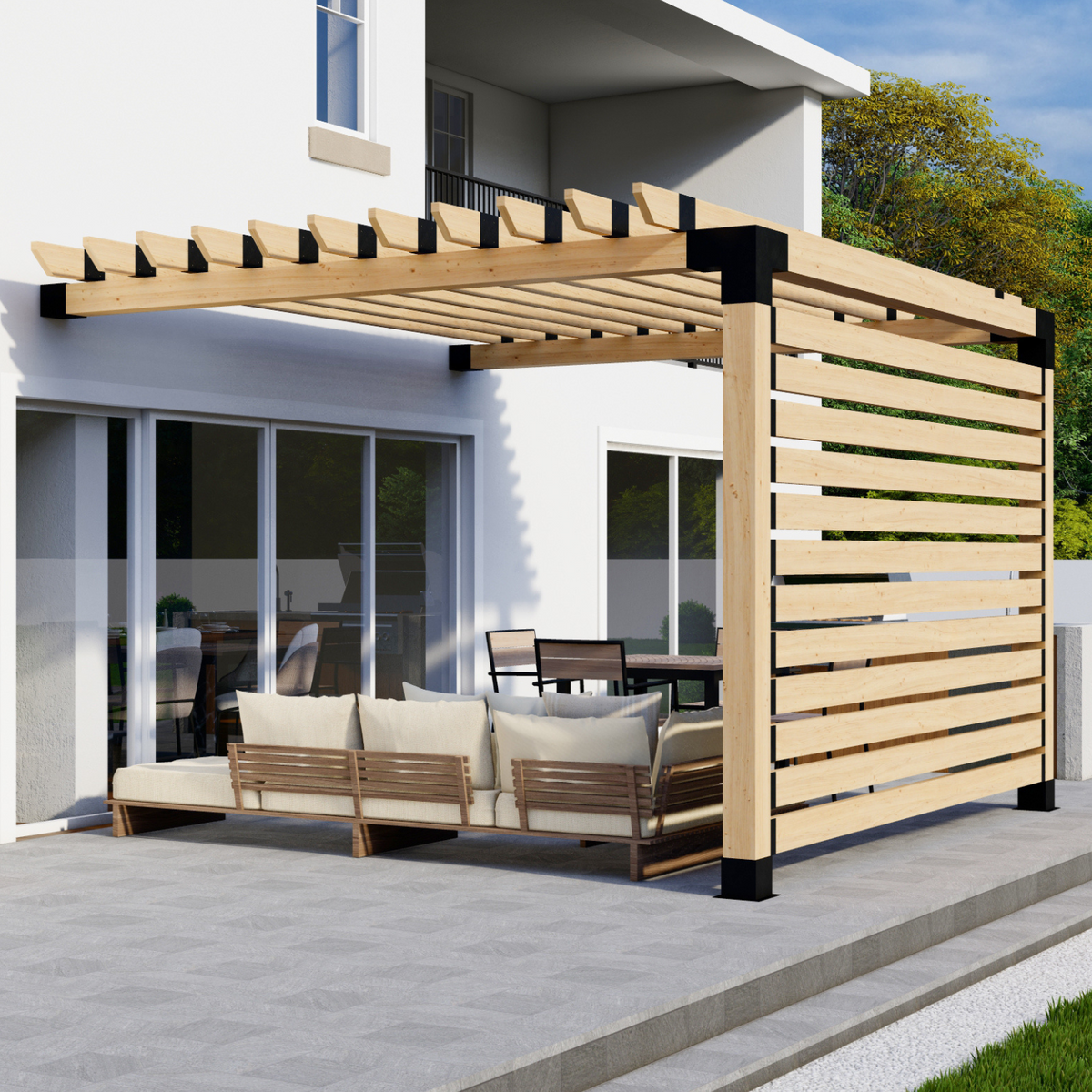 Kit de supports pour construire une pergola adossée en bois