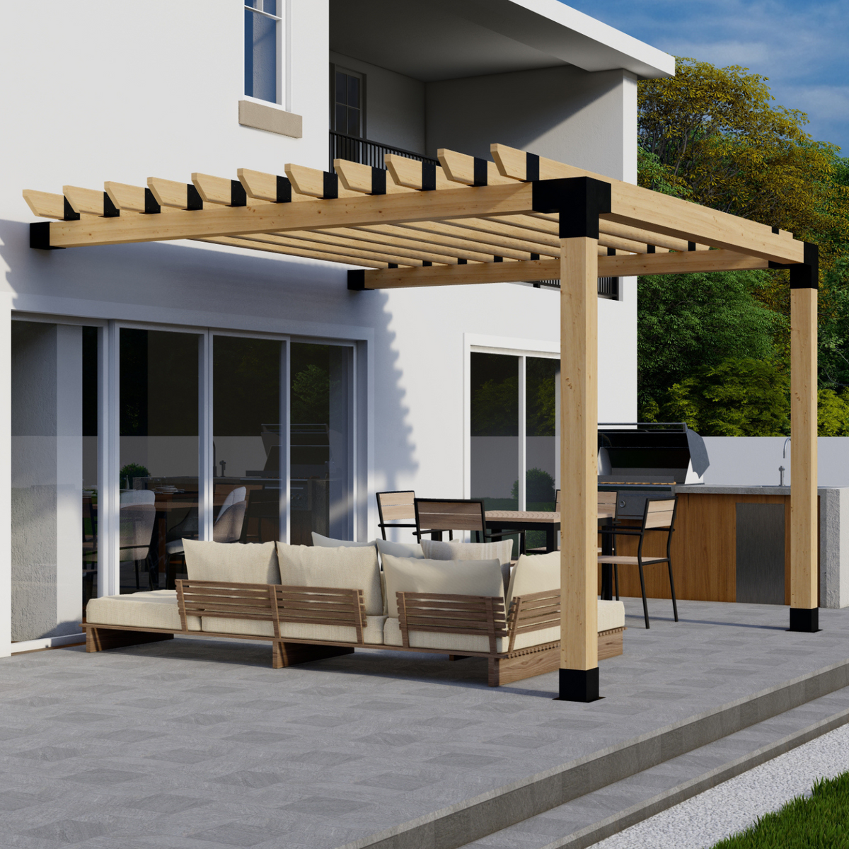 Kit DIY de pergola adossée à 2 poteaux – Toute taille jusqu’à 12' x 12'