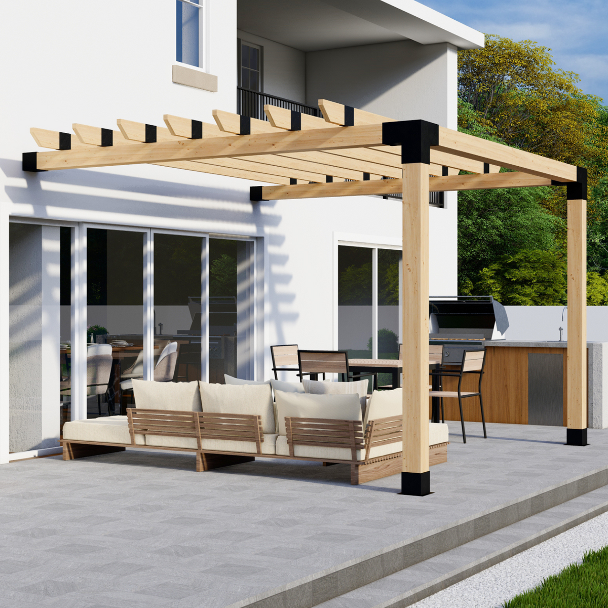 Kit pour petite pergola adossée à la maison – Toute taille jusqu’à 12' x 12'