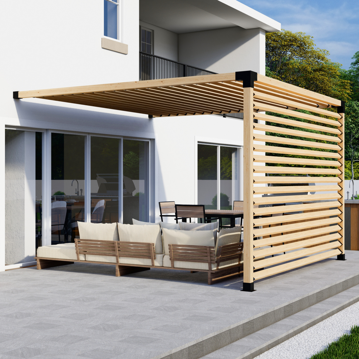 Kit de pergola adossée à 2 poteaux – Toute taille jusqu’à 12' x 12'