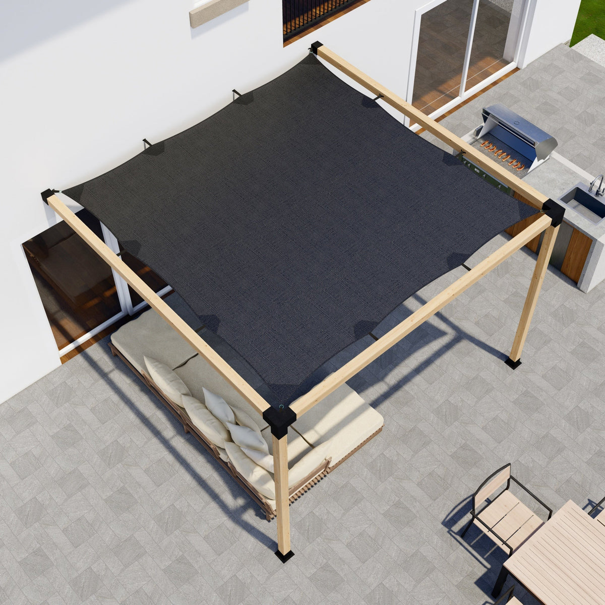 Pergola 8' x 12' avec couverture d’ombrage