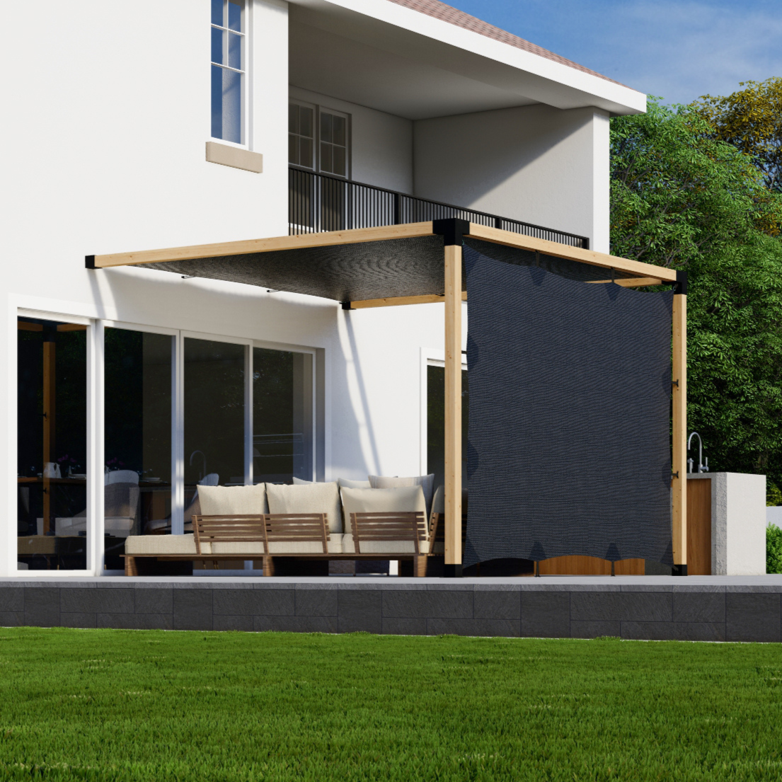 Kit de pergola avec couverture d’ombrage