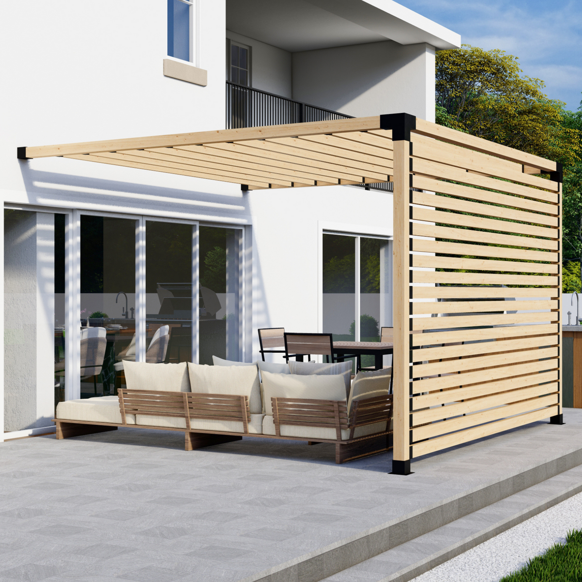 Kit de pergola avec ombrage latéral