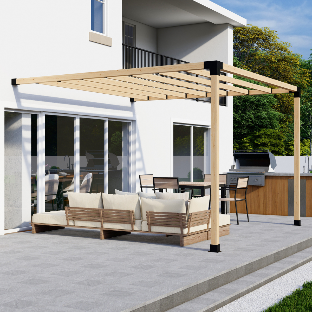 Kit DIY de supports pour pergola adossée à toit à lattes – Toute taille jusqu’à 12' x 12'