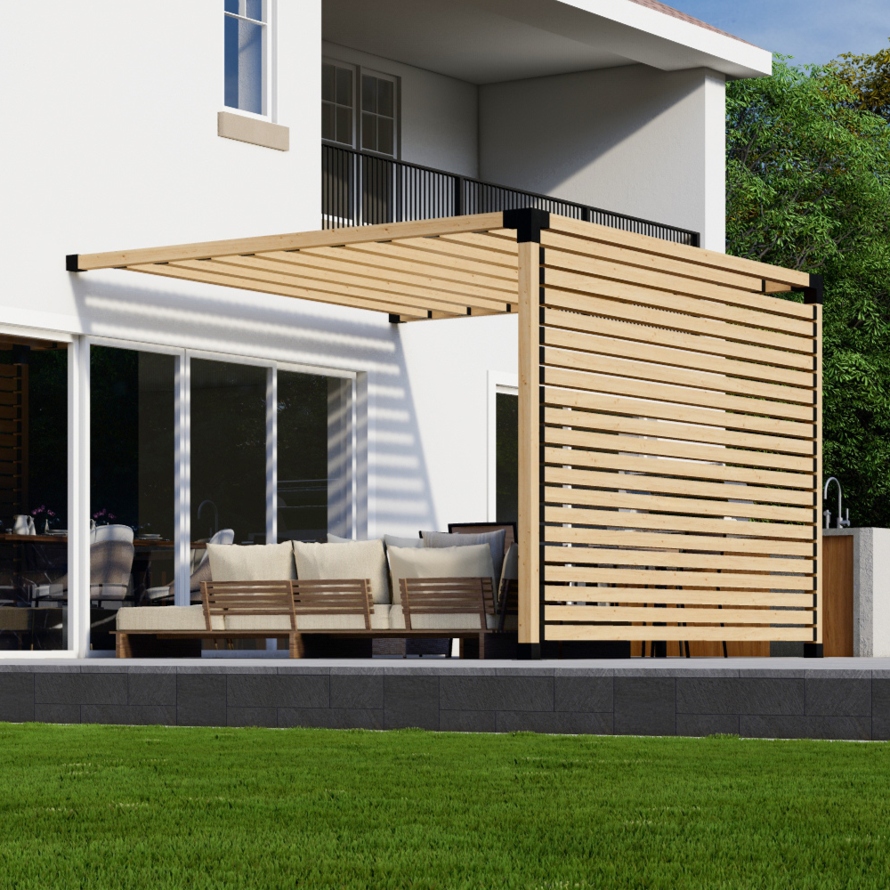 Kit de pergola à 2 poteaux avec toit – Toute taille jusqu’à 12' x 12'