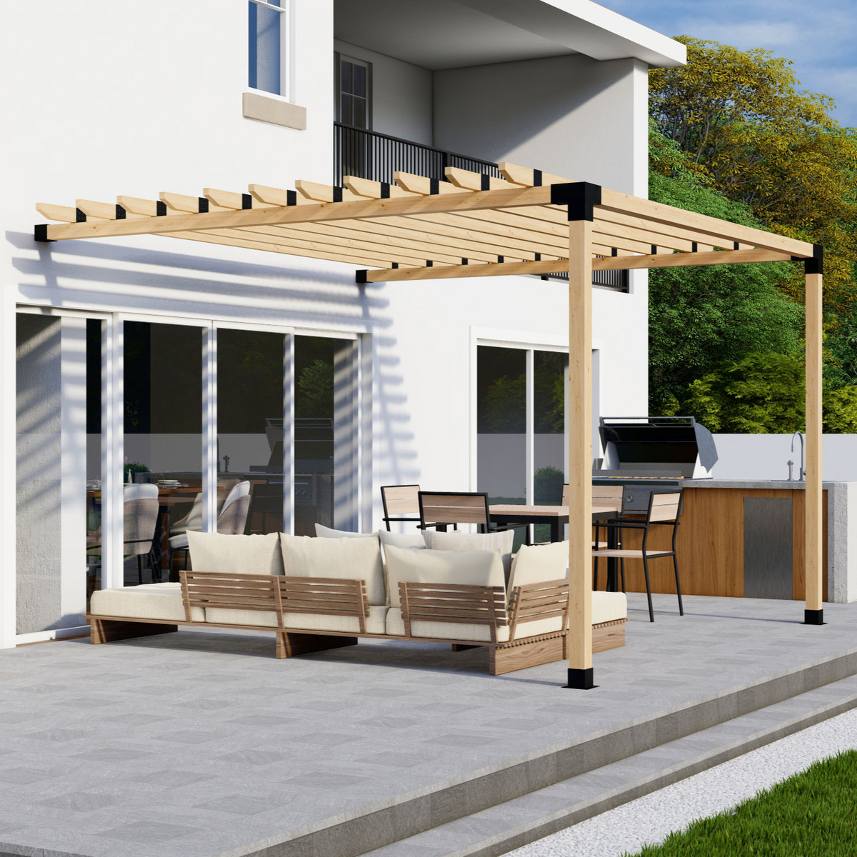 Kit de pergola en porte-à-faux à 2 poteaux – Toute taille jusqu’à 12' x 12'