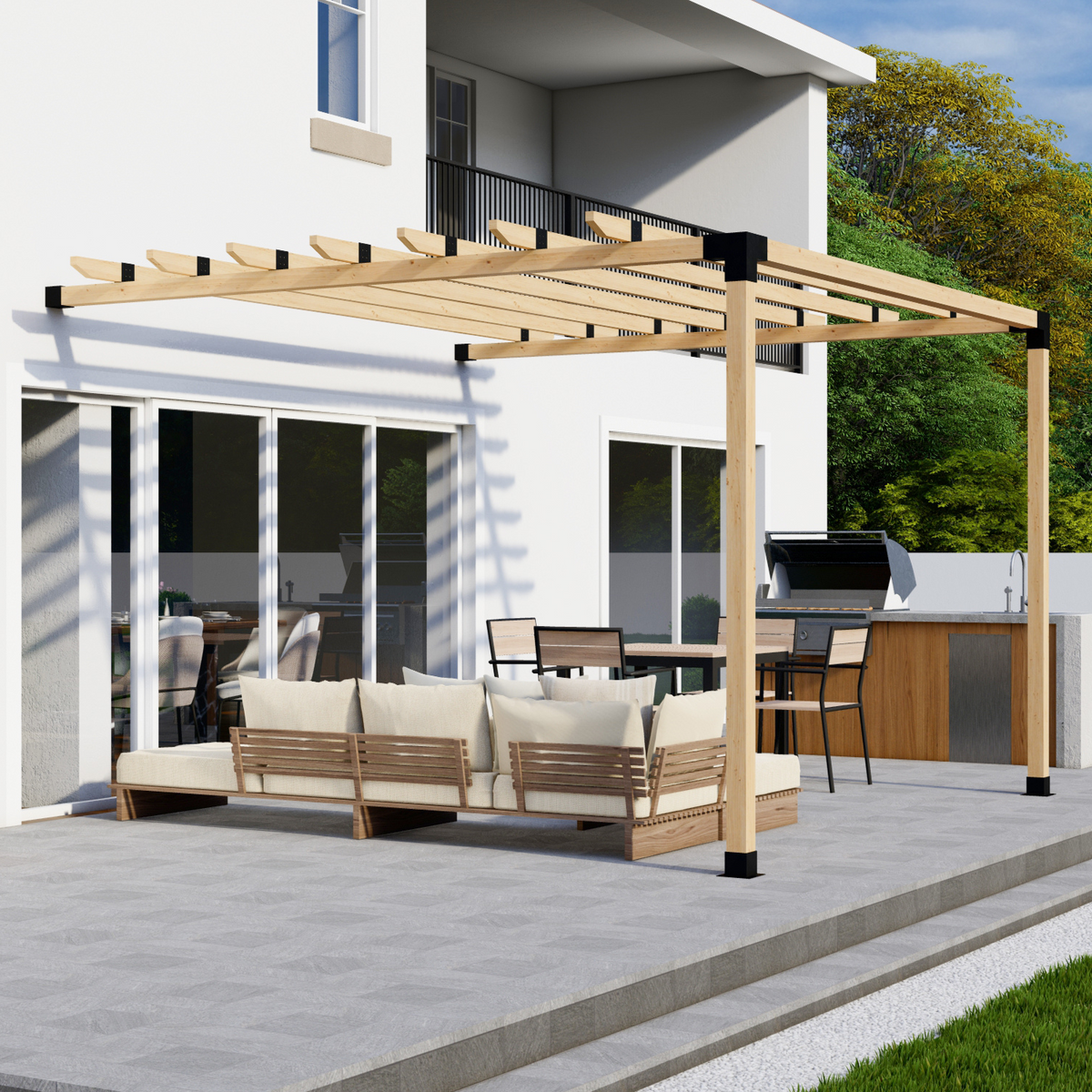 Kit pour construire une pergola adossée à la maison