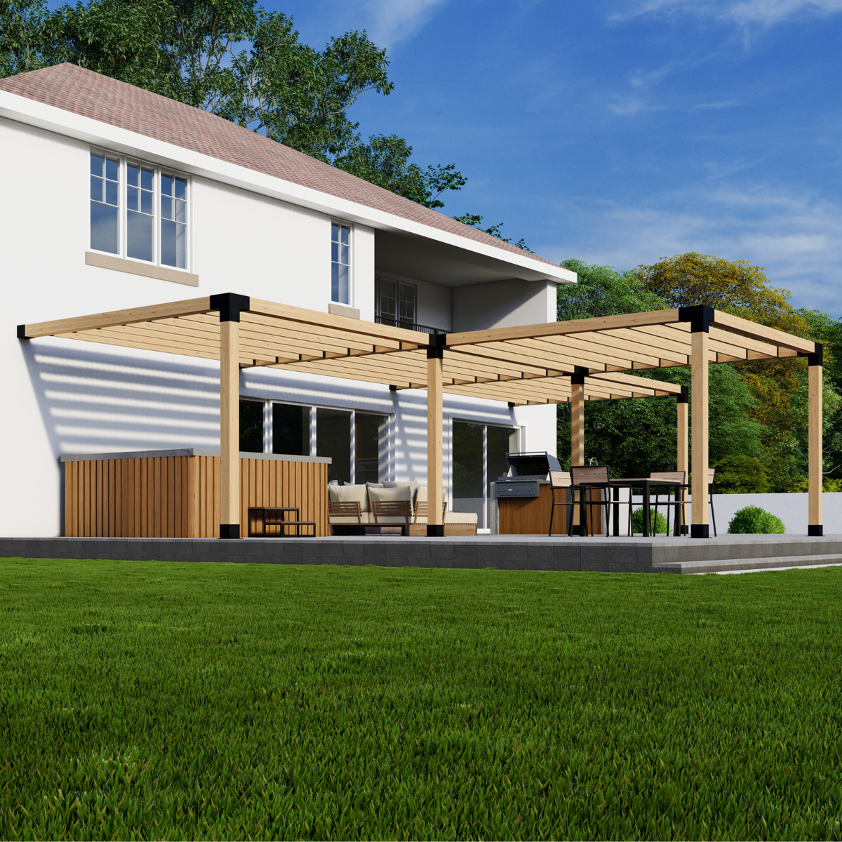 Kit pour pergola en forme de T – Toute taille jusqu’à 36' (adossée) x 24'