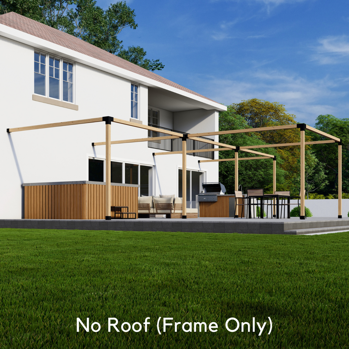 Kit pour pergola en T adossée à la maison – Toute taille jusqu’à 36' x 24'