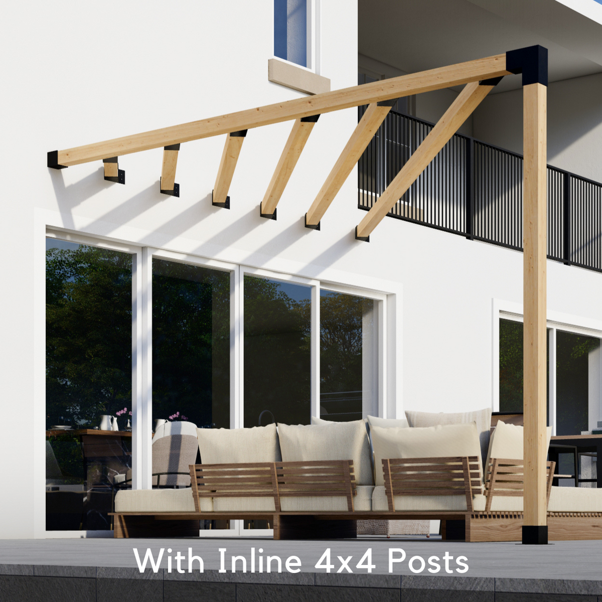 Kit DIY de supports pour pergola triangulaire adossée avec poteaux de toit – Toute taille jusqu’à 12' x 12'