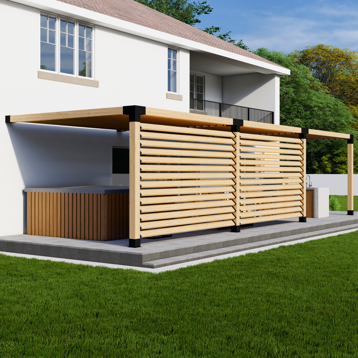 Kit de supports métalliques noirs pour pergola